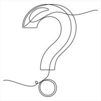 Question mark continuous one line drawing outline design illustration vector