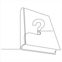 Book with a question mark in line art style illustration vector
