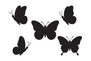 Butterflies in Silhouette set with white background vector