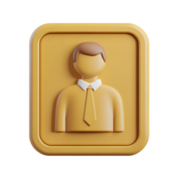 A yellow square button with a man in a tie png