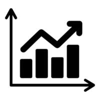 A graph chart with an arrow pointing up vector