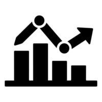 An icon of a bar chart with an arrow pointing up vector