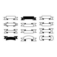 Set of black and white ribbons on white background vector