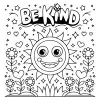 A coloring page with the words be kind vector