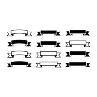 Black and white ribbons set on white background vector