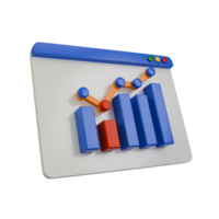 Perspective view of a minimal business graph 3d render. Business or investment growth illustration. png