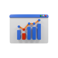 Front view of a minimal business graph 3d render. Business or investment growth illustration. png