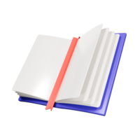 3d rendering of an open book with a bookmark illustration. png