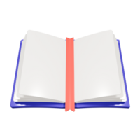 3d rendering of an open book with bookmark and blank pages illustration. png