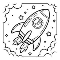 Space rocket coloring pages vector