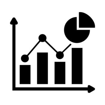 An icon of a graph chart with a pie chart vector