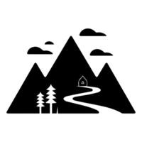 Mountain landscape with house and trees vector