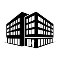 A black and white silhouette of a building vector