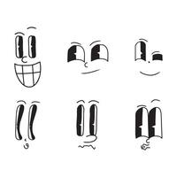 bundle cartoon expression with retro style of expression 90s classic character vector