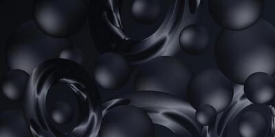 black abstract glossy spheres in a 3d composition with deep shadows and subtle highlights, perfect for luxury tech themes vector