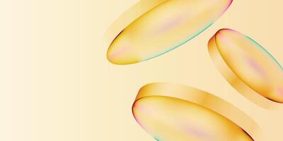 golden translucent elliptical shapes hovering on a soft cream gradient background, creating an elegant abstract layout perfect for wellness, beauty, or decor visuals vector