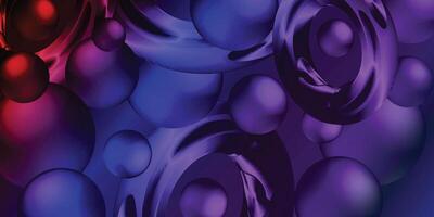 dark abstract digital design with glossy purple and red spheres, swirls, and shadows forming an atmospheric futuristic scene ideal for tech visuals or branding vector