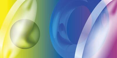 Gradient Overlay 3D Glass Effect Object Background. Glassmorphism Gradient 3D Circle Shape Effect Background Banner Digital Design. Geometric 3D Round Shapes Elegant Abstract Backdrop vector