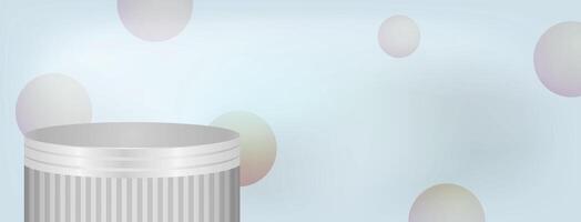 Light Gray Background with Silver Podium and Bubbles. perfect for sleek ecommerce ads and modern digital promotions vector