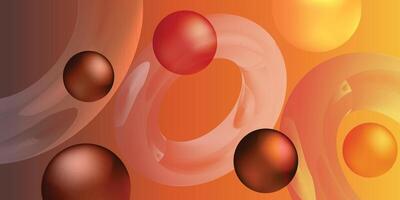 warm toned abstract composition featuring fluid ribbons and metallic spheres over an orange brown gradient, perfect for modern graphics, motion design, and visuals vector