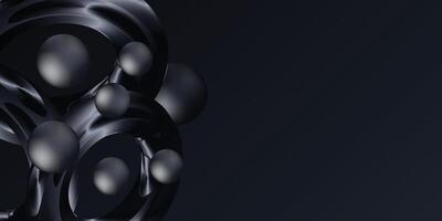 cluster of black glossy spheres forming an abstract 3d structure over a minimal dark background, ideal for modern tech themes, luxury branding, or product visuals vector