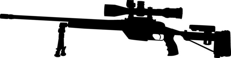Silhouette of Sniper Rifle with Scope and Bipod vector