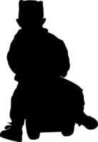 Black silhouette of a child on a white background vector