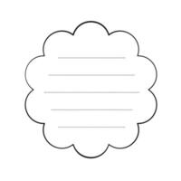 Hand drawn scalloped memo paper sheet, sticky note, reminder, to do list, sticky tape. Bullet journal elements in line art doodle style. vector