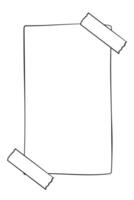 Hand drawn taped memo paper, reminder, to do list, sticky tape. Bullet journal elements in line art doodle style. vector