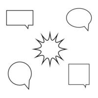 Set of speak bubble message box, chatting box. Linear speech bubbles. Scribe round shapes for comic magazine bubble talk collection. Speech bubble icons on white background. Simple illustration. vector