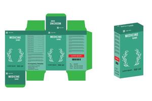 Medicine packaging design. Medicine packaging box design with Box dies line, 3d Box Mock-up, icon, frames and design elements. Design template. vector
