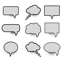 Speech bubble set. Talk bubble icons. Retro empty comic speech bubbles set with black halftone shadows. Speak bubble text, message box, set of comic speech balloons isolated on white background. vector