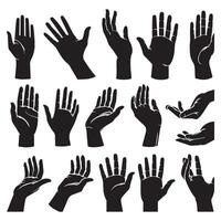 15 Silhouette Collection of Hands Showing Gestures Illustration vector