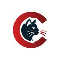 C Minimalistic Abstract Cat Logo Design Illustration vector