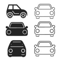 A collection of car icons in black and white showing different car styles vector