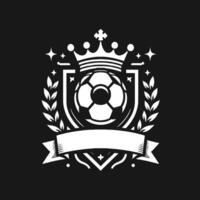 a soccer ball with a crown and laurel wreath on a black background vector