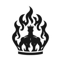 a silhouette of a man in a crown with flames vector