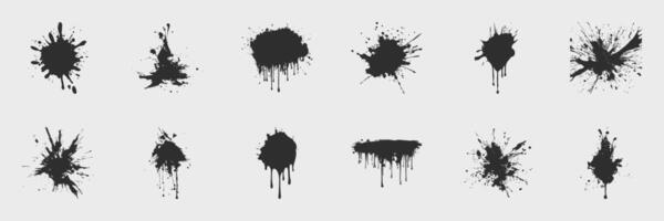 Ink Splatter And Drip Silhouette Set. Creative Design Elements For Artistic Projects And Backgrounds. Isolated Illustration Collection vector