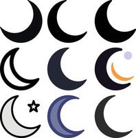 Crescent moon icon elements illustration vector