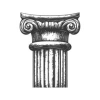 Ionic Column Capital Black And White Silhouette Illustration. Classical Architecture And Design Element. Isolated Illustration vector