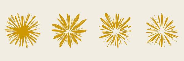 Abstract Starburst Shapes Silhouette Set. Dynamic Energy And Celebration Theme Isolated Illustration Collection. vector