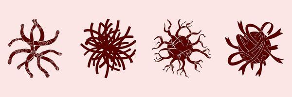 Abstract Organic Shapes Silhouette Set. Intricate Knot And Tangle Designs For Artistic And Decorative Use. Isolated Illustration Collection vector
