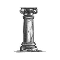Ancient Ionic Column Black And White Silhouette Illustration. Symbol Of Classical Architecture And Stability. Isolated Illustration vector