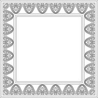 square Assyrian black outline ornament. Rectangle, border, frame of Mesopatamia vector