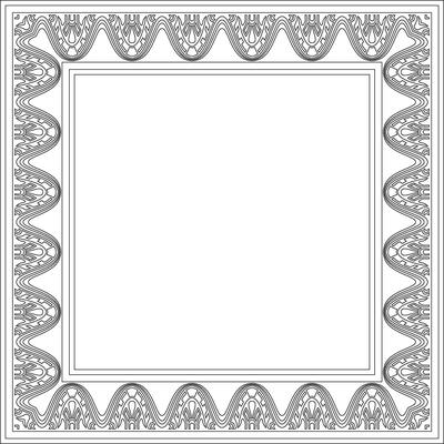 square Assyrian black outline ornament. Rectangle, border, frame of Mesopatamia