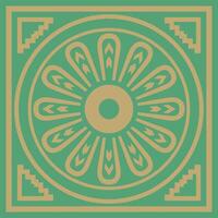 square Assyrian gold with green ornament. Rectangle, border, frame of Mesopatamia vector