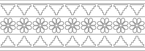 endless Assyrian black outline ornament. Seamless border, Mesopatamia frame. Pattern of ancient East. vector