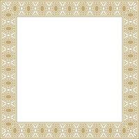 square european gold ornament. Rectangular pattern, circle, ring of the Middle Ages. Revival border. Decorations of palace and churches. vector