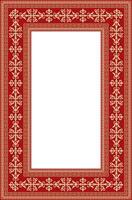 gold with red square Kazakh national ornament. Ethnic pattern of Great Steppe vector