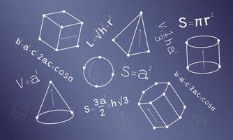Geometric formulas and shapes background vector